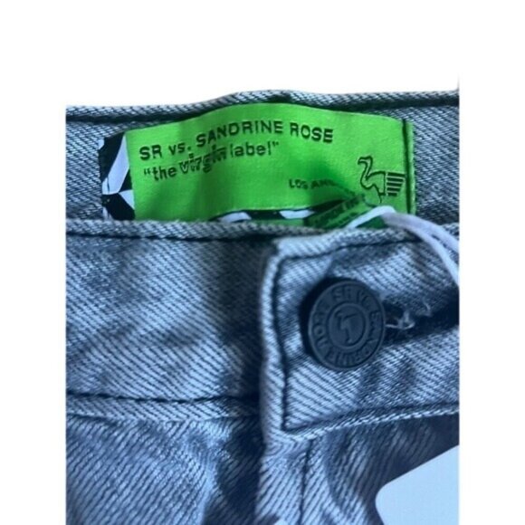 Free People Sandrine Rose Button Fly Drop Crotch Crop Jeans Gray Wide Leg NWT 27 - Picture 4 of 5